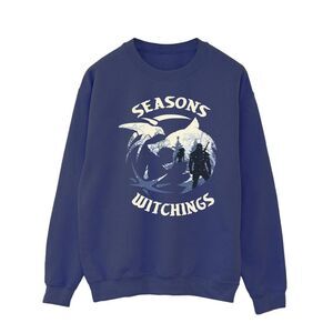 Netflix Mens The Witcher Christmas Wolf Sweatshirt / Navy Blue